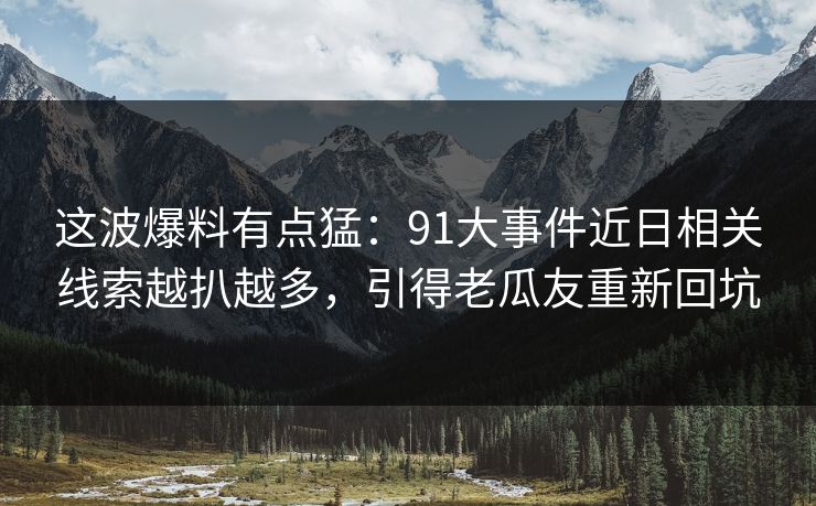 这波爆料有点猛：91大事件近日相关线索越扒越多，引得老瓜友重新回坑