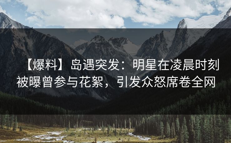 【爆料】岛遇突发：明星在凌晨时刻被曝曾参与花絮，引发众怒席卷全网