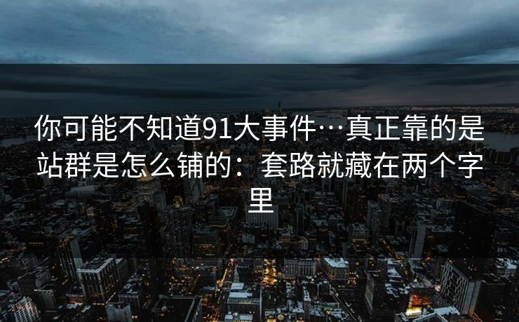 你可能不知道91大事件…真正靠的是站群是怎么铺的：套路就藏在两个字里